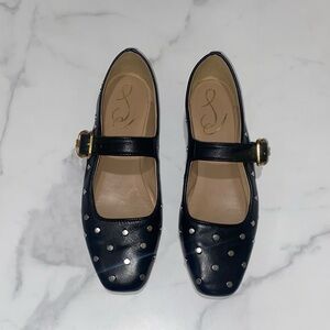 Sam Edelman Michael Studded Black Leather Mary Jane Flats | Women’s US 6.5 M